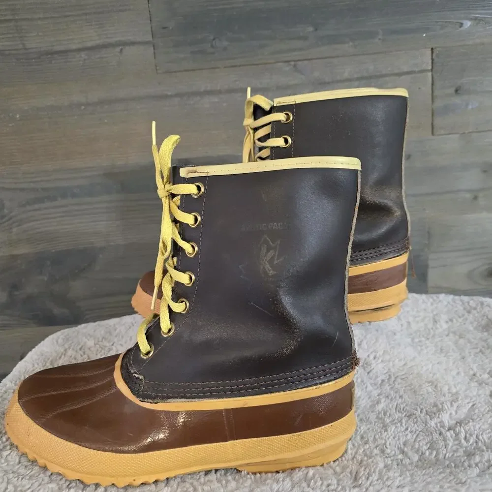 Sorel Caribou Pac Boots Men's Size 9 Brown Leather Waterproof Made in Canada